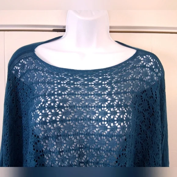 NWT Grace & Lace/ Teal Lace Knit Sweater/ Or Oversized Cardigan/ Size US L to 1X - Picture 5 of 11